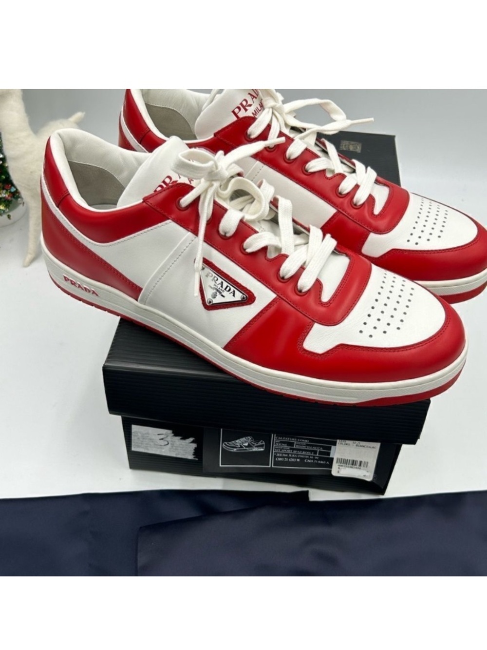 Men’s Prada downtown leather logo sneakers size 12.5. Made in Italy.